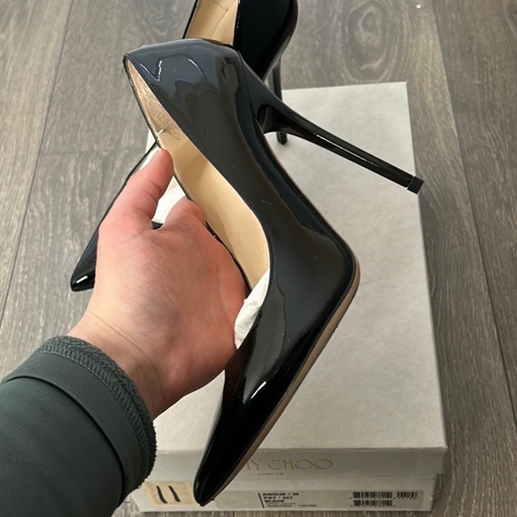 Jimmy Choo Anouk 120 Patent Leather Pumps Stiletto Heels Point Toe Black Size 36 - Picture 7 of 13